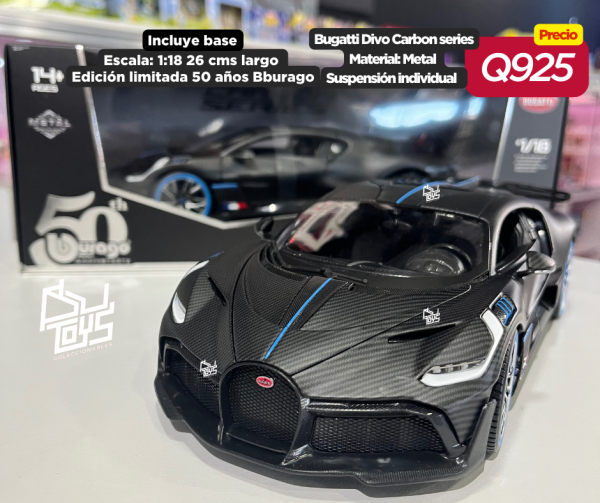 MAI111015	1:18 Bburago 50th Bugatti Divo CARBON FBR - Imagen 5