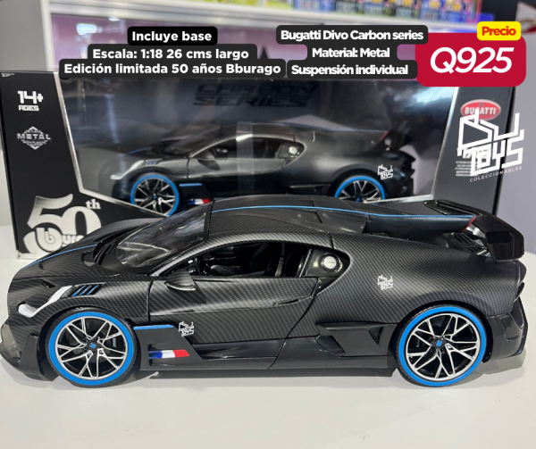 MAI111015	1:18 Bburago 50th Bugatti Divo CARBON FBR