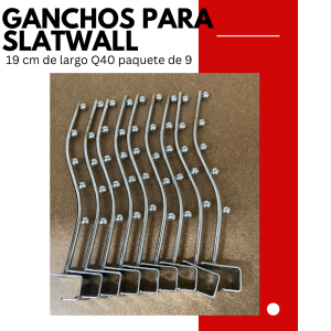 Ganchos para slatwall 19 cm