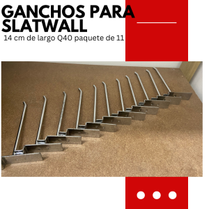 Ganchos para slatwall 14 cm