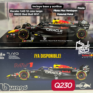 Bburago 1:43 Oracle Red Bull Racing RB20 #1 Max Verstappen in Acrylic Case with Seated Driver – Formula Racing