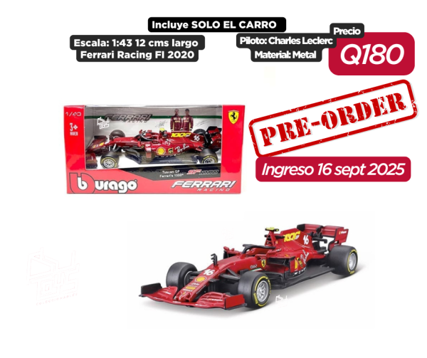 PRE VENTA Bburago 1:43 2020 Ferrari #16 Charles Leclerc (Red) – Ferrari Racing F1 formula